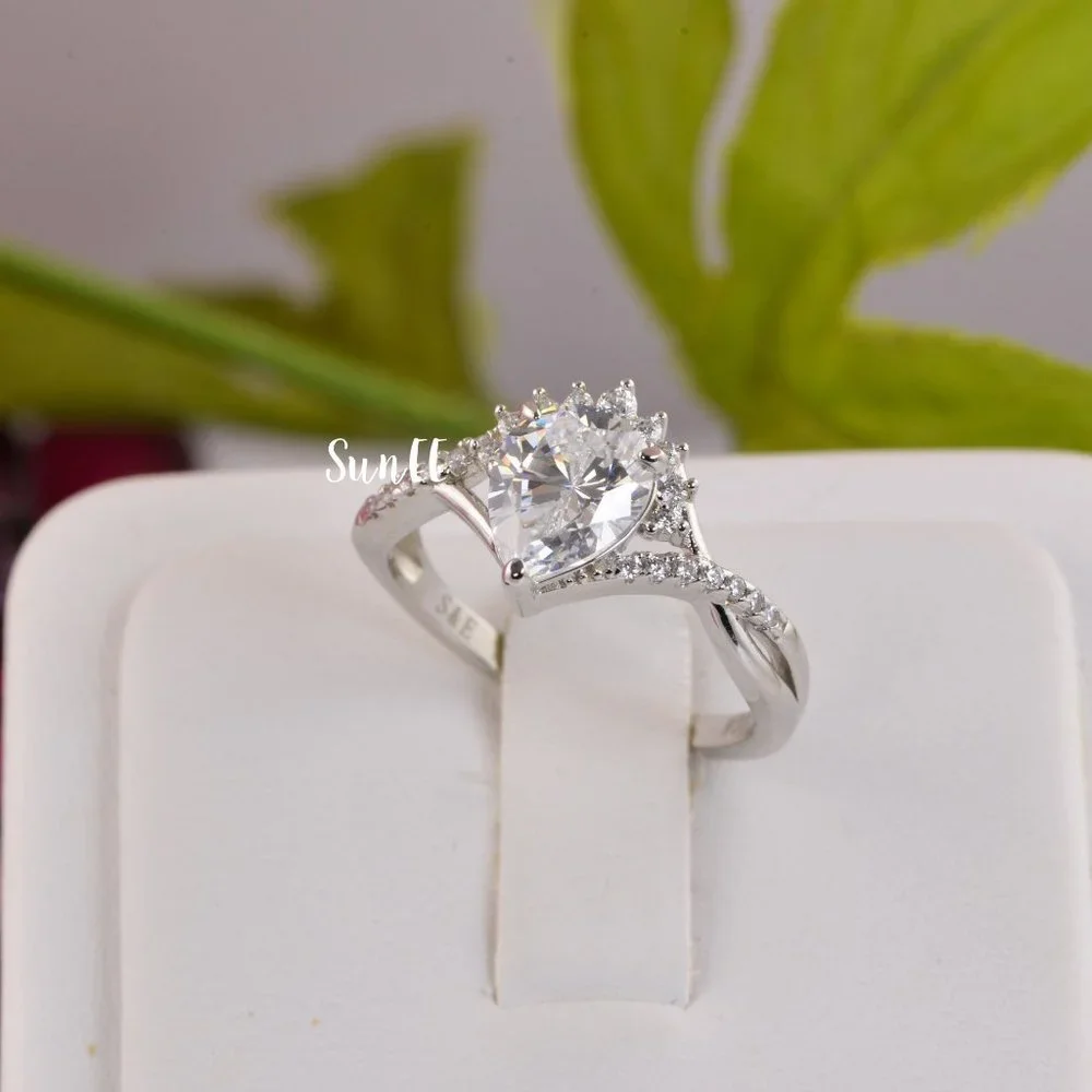New Lab Diamond Halo Pear Engagement Ring